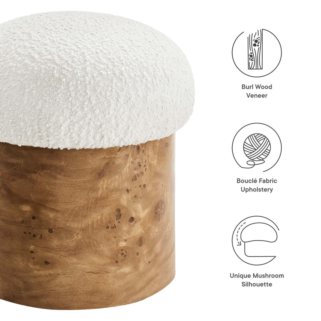 Breeze Boucle Upholstered Ottoman - Ivory Burl