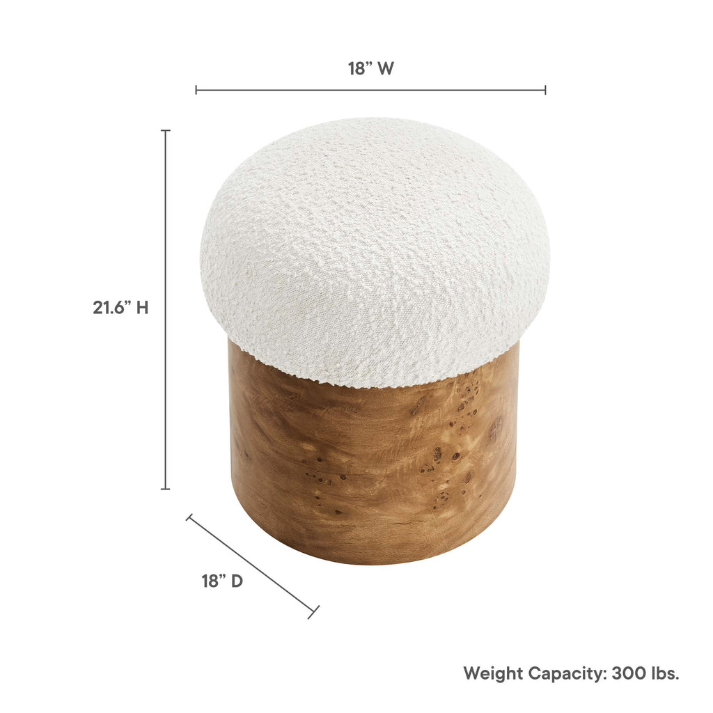 Breeze Boucle Upholstered Ottoman - Ivory Burl