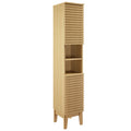 Render Tall Narrow Bathroom Storage Cabinet - Oak