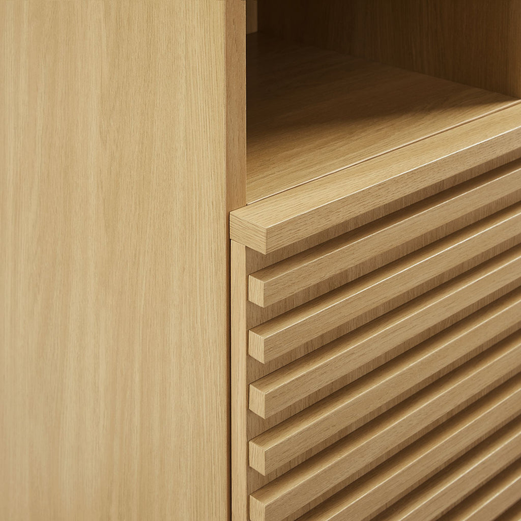 Render Tall Narrow Bathroom Storage Cabinet - Oak