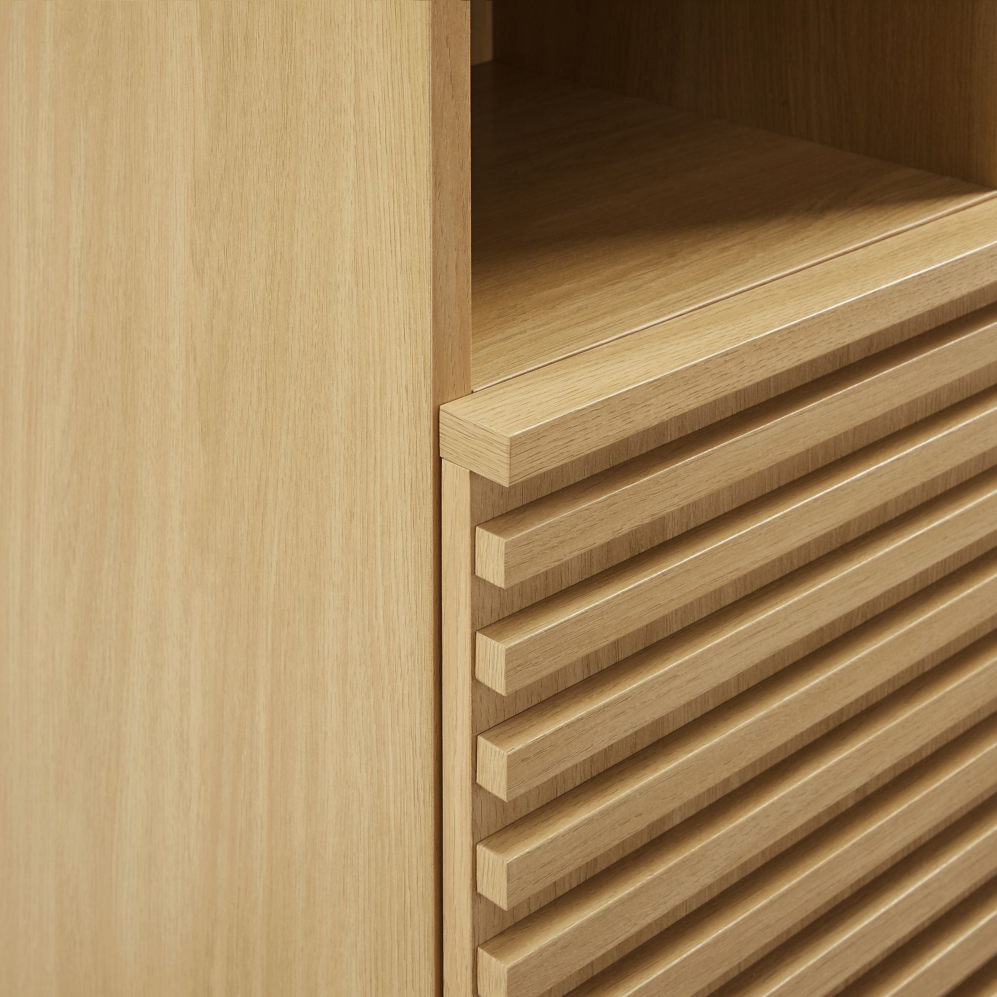 Render Tall Narrow Bathroom Storage Cabinet - Oak