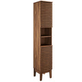 Render Tall Narrow Bathroom Storage Cabinet - Walnut