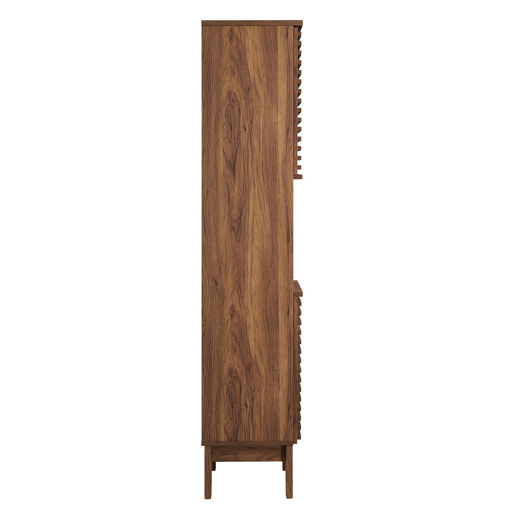 Render Tall Narrow Bathroom Storage Cabinet - Walnut