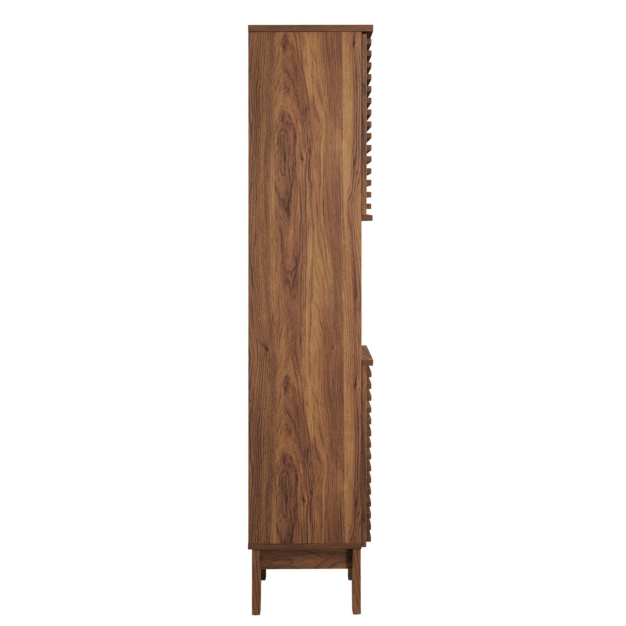 Render Tall Narrow Bathroom Storage Cabinet - Walnut