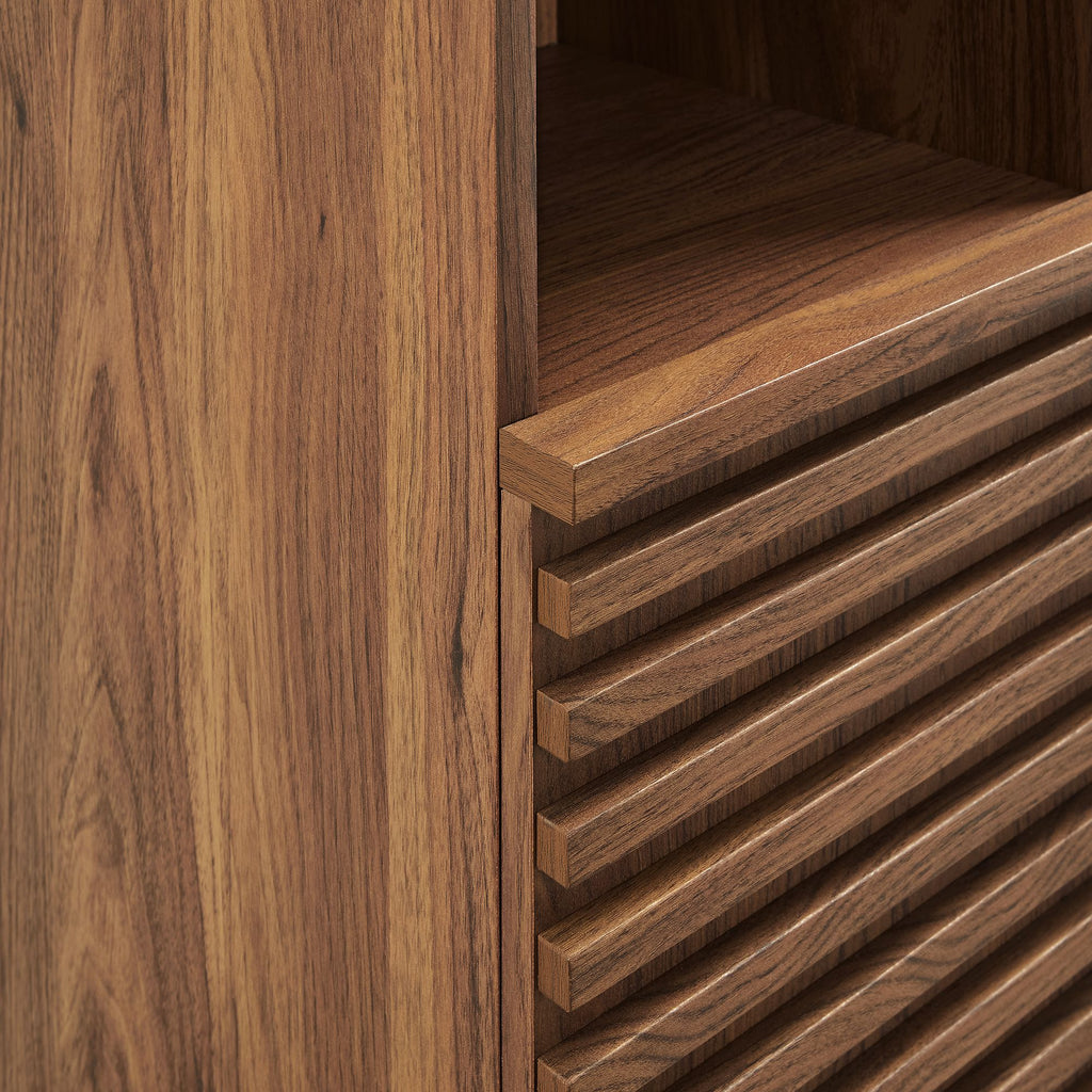 Render Tall Narrow Bathroom Storage Cabinet - Walnut