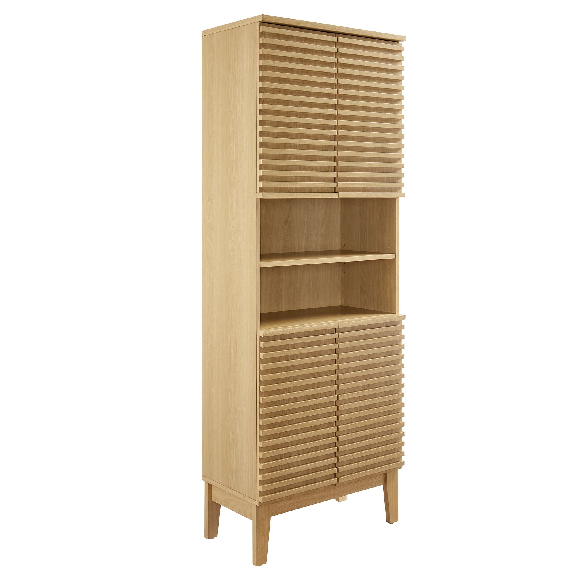Render Tall Bathroom Storage Cabinet - Oak