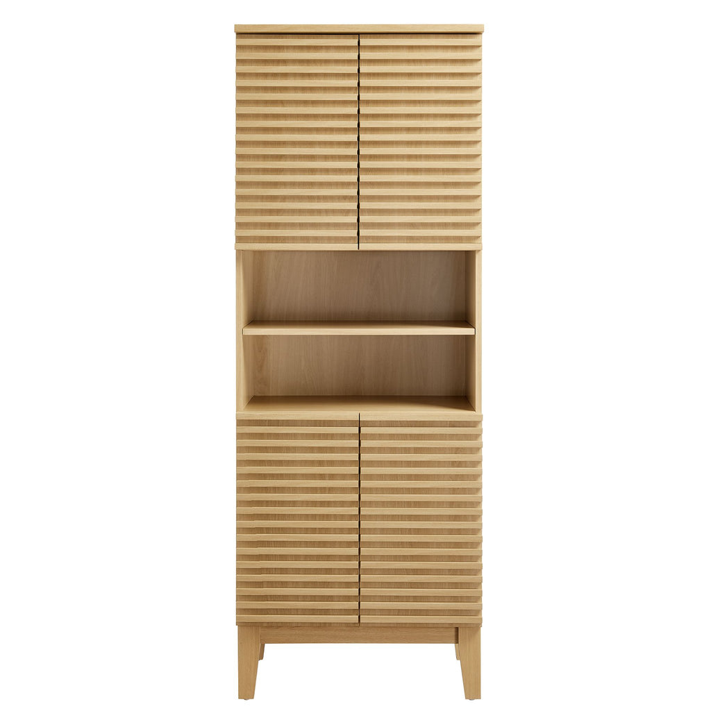 Render Tall Bathroom Storage Cabinet - Oak