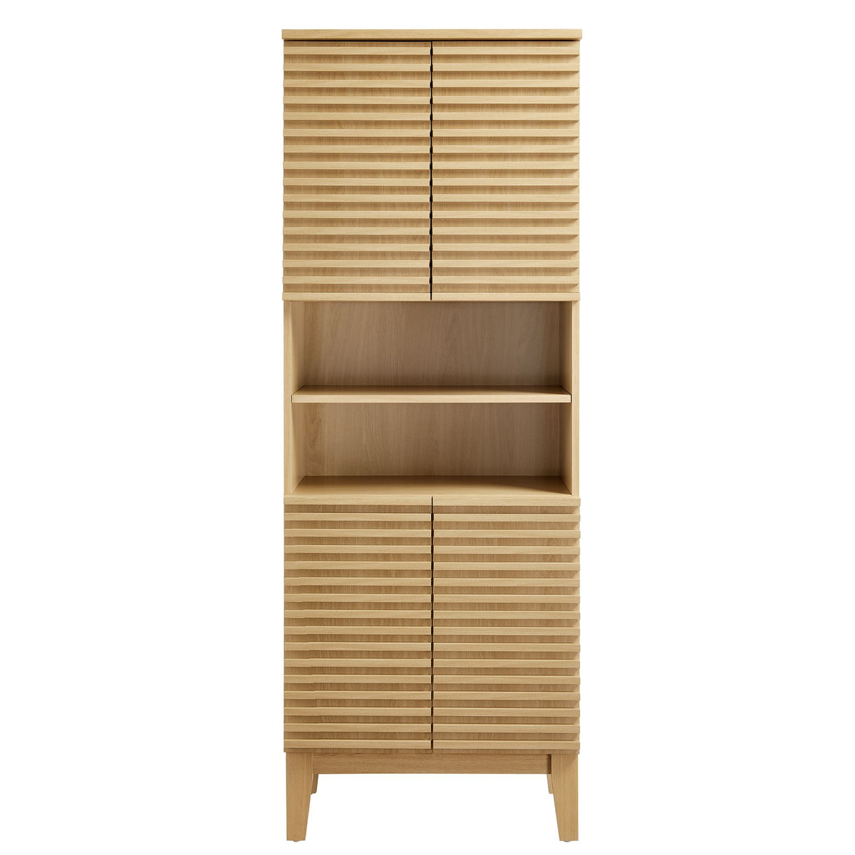 Render Tall Bathroom Storage Cabinet - Oak