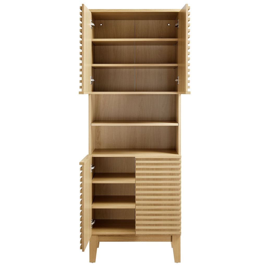 Render Tall Bathroom Storage Cabinet - Oak