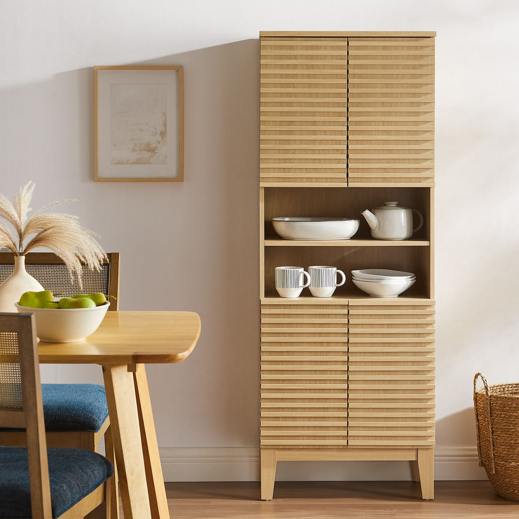 Render Tall Bathroom Storage Cabinet - Oak