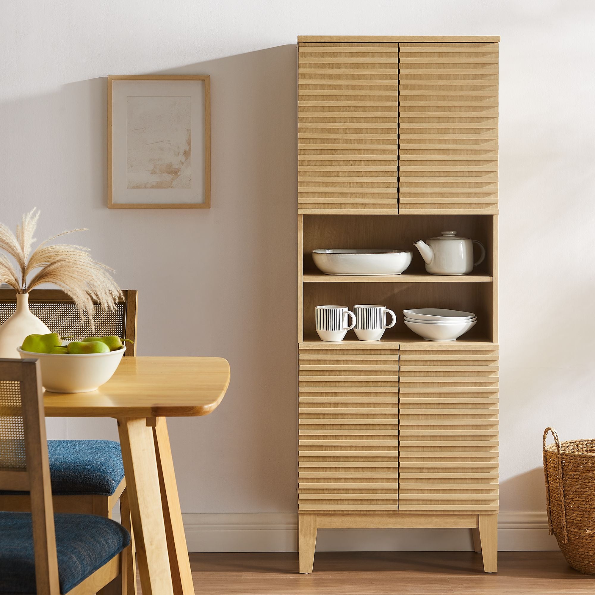 Render Tall Bathroom Storage Cabinet - Oak