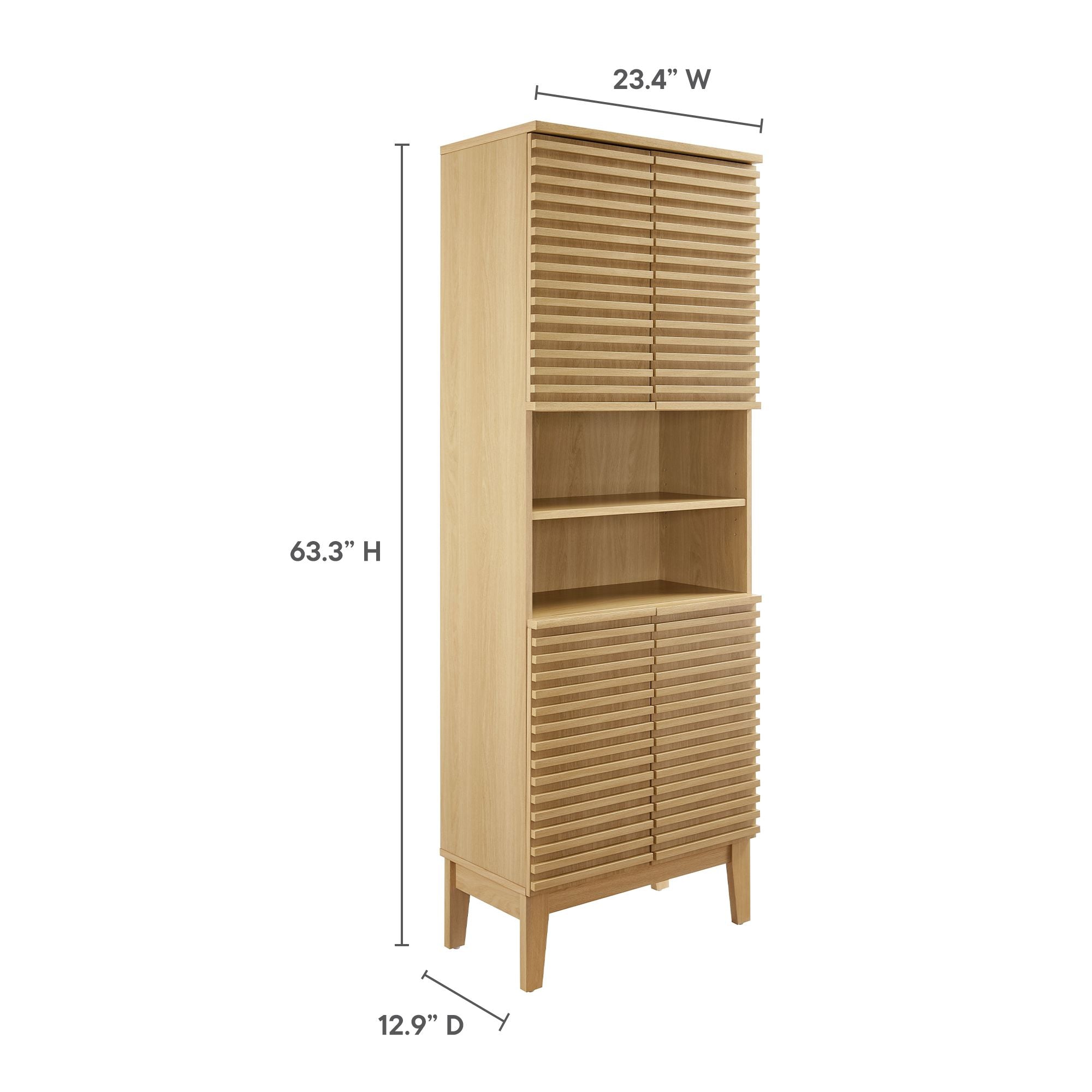 Render Tall Bathroom Storage Cabinet - Oak
