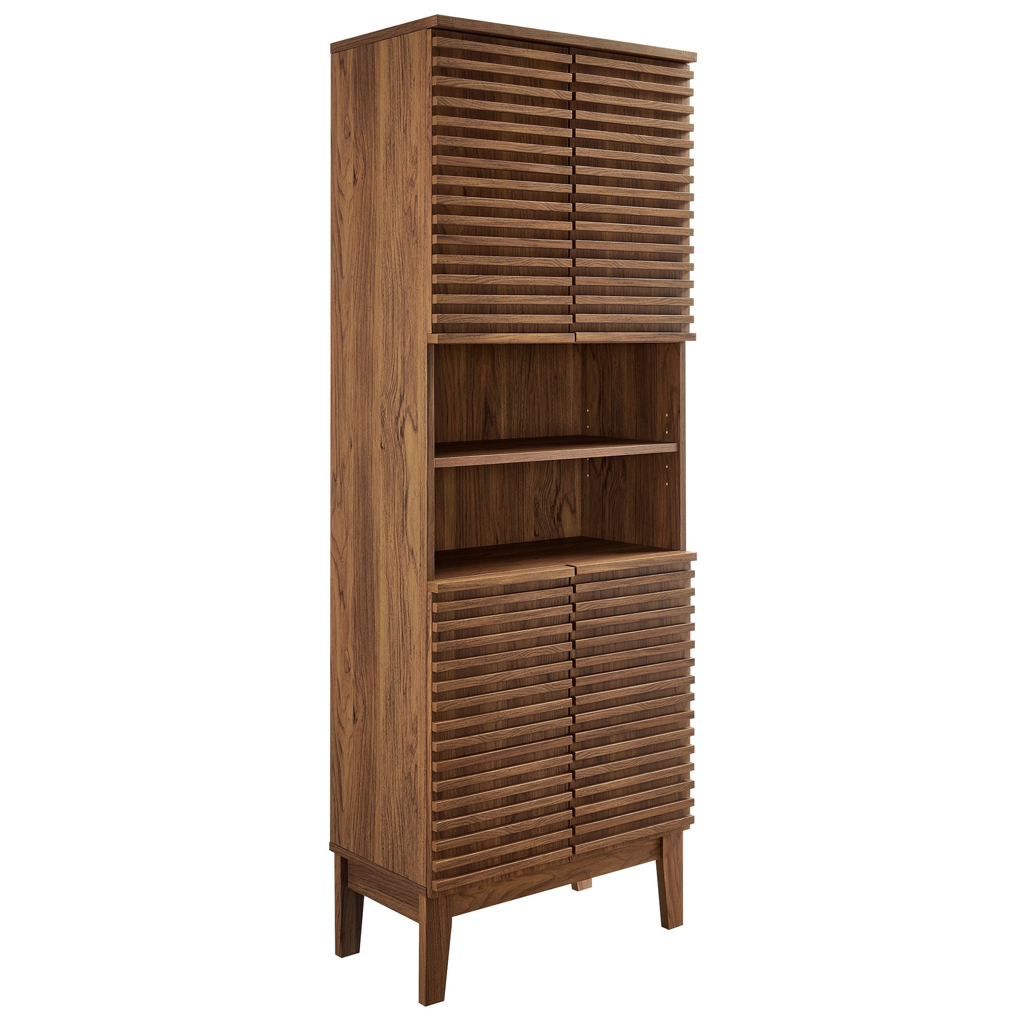 Render Tall Bathroom Storage Cabinet - Walnut