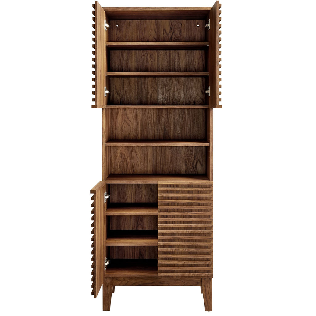 Render Tall Bathroom Storage Cabinet - Walnut
