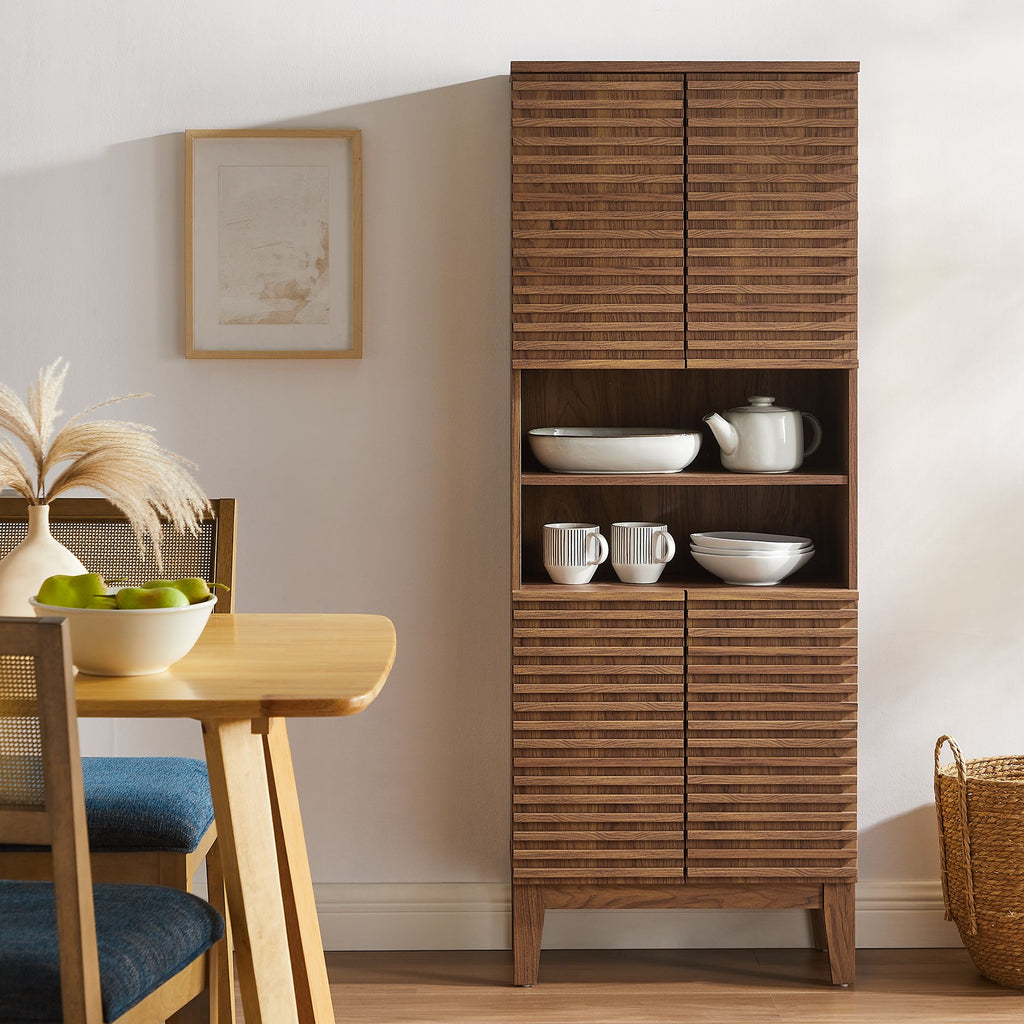 Render Tall Bathroom Storage Cabinet - Walnut