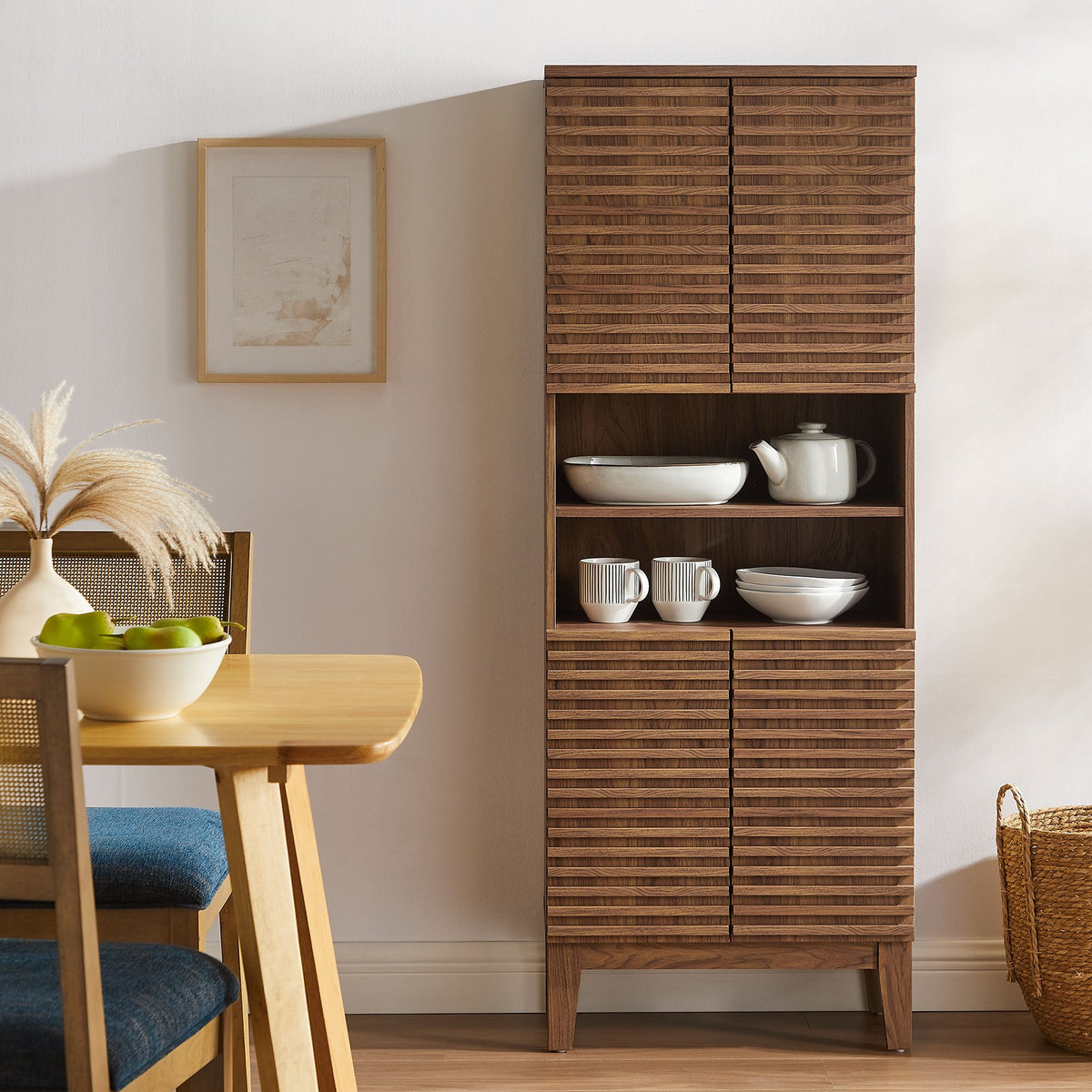 Render Tall Bathroom Storage Cabinet - Walnut
