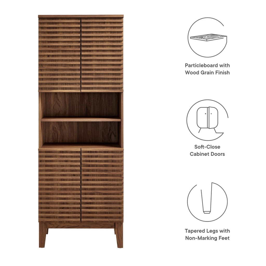 Render Tall Bathroom Storage Cabinet - Walnut