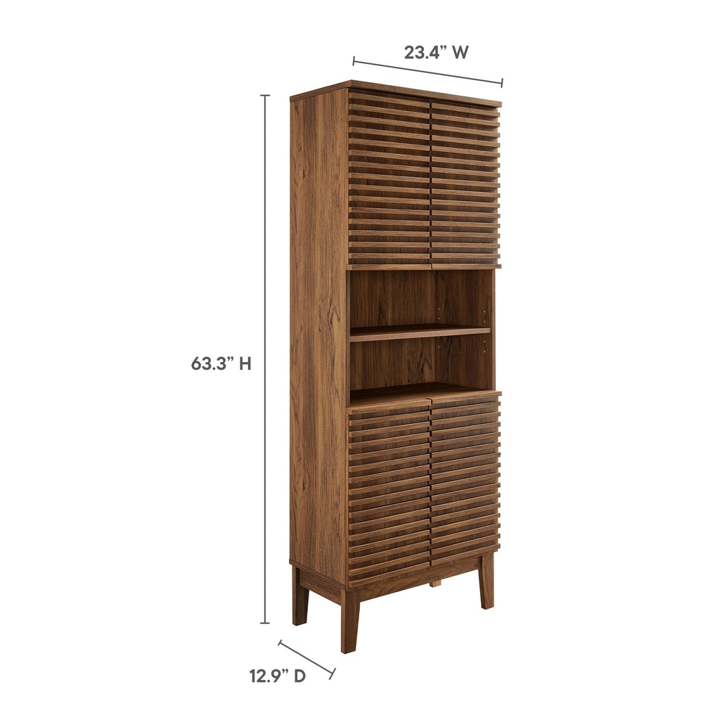 Render Tall Bathroom Storage Cabinet - Walnut