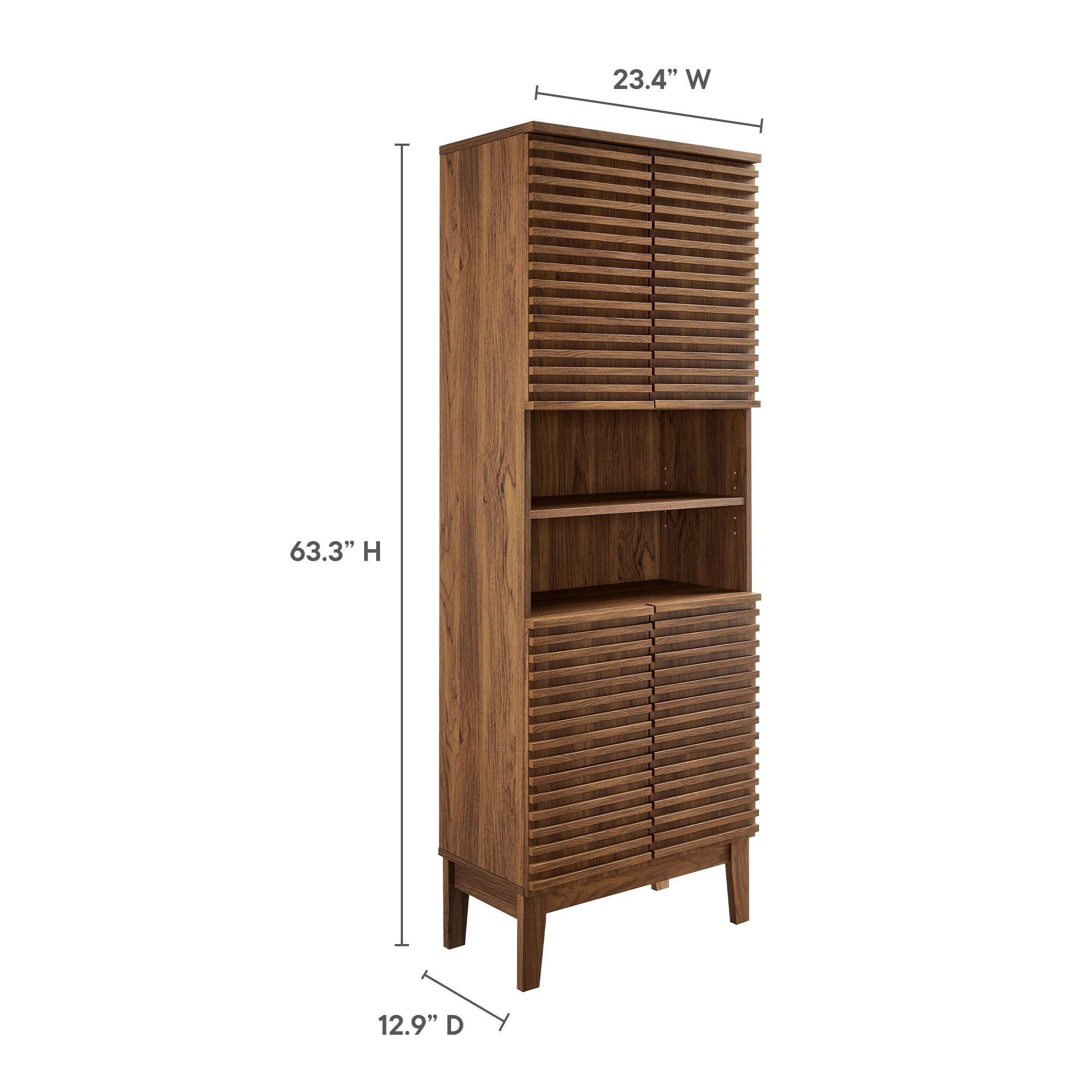 Render Tall Bathroom Storage Cabinet - Walnut