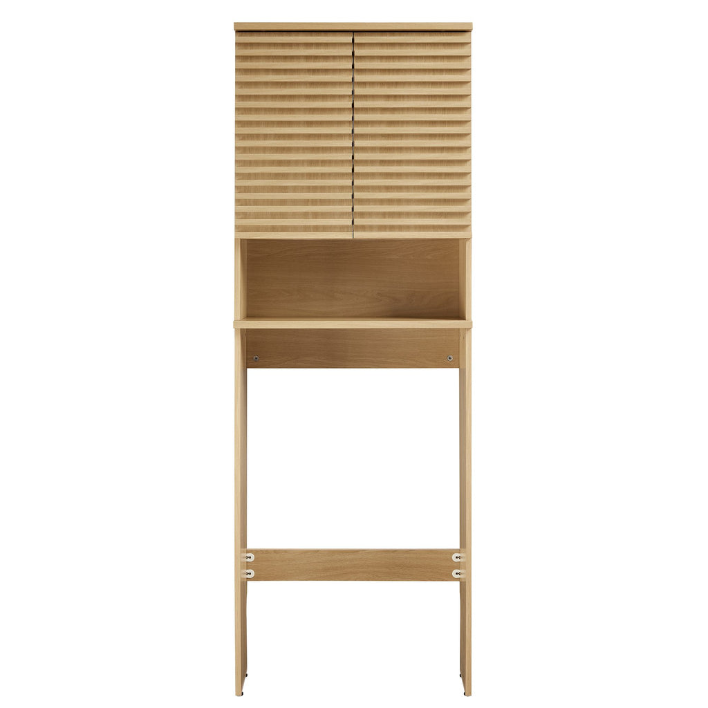 Render Over the Toilet Bathroom Storage Cabinet - Oak