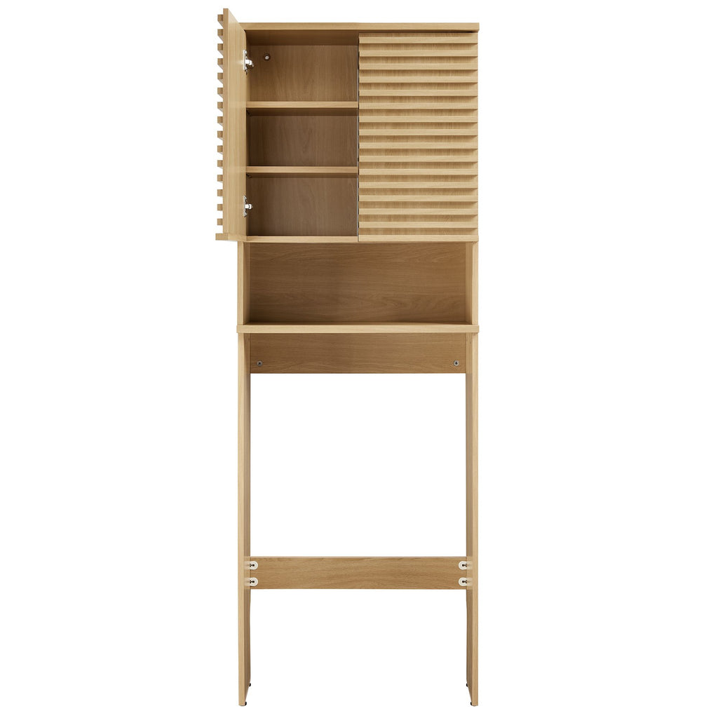 Render Over the Toilet Bathroom Storage Cabinet - Oak