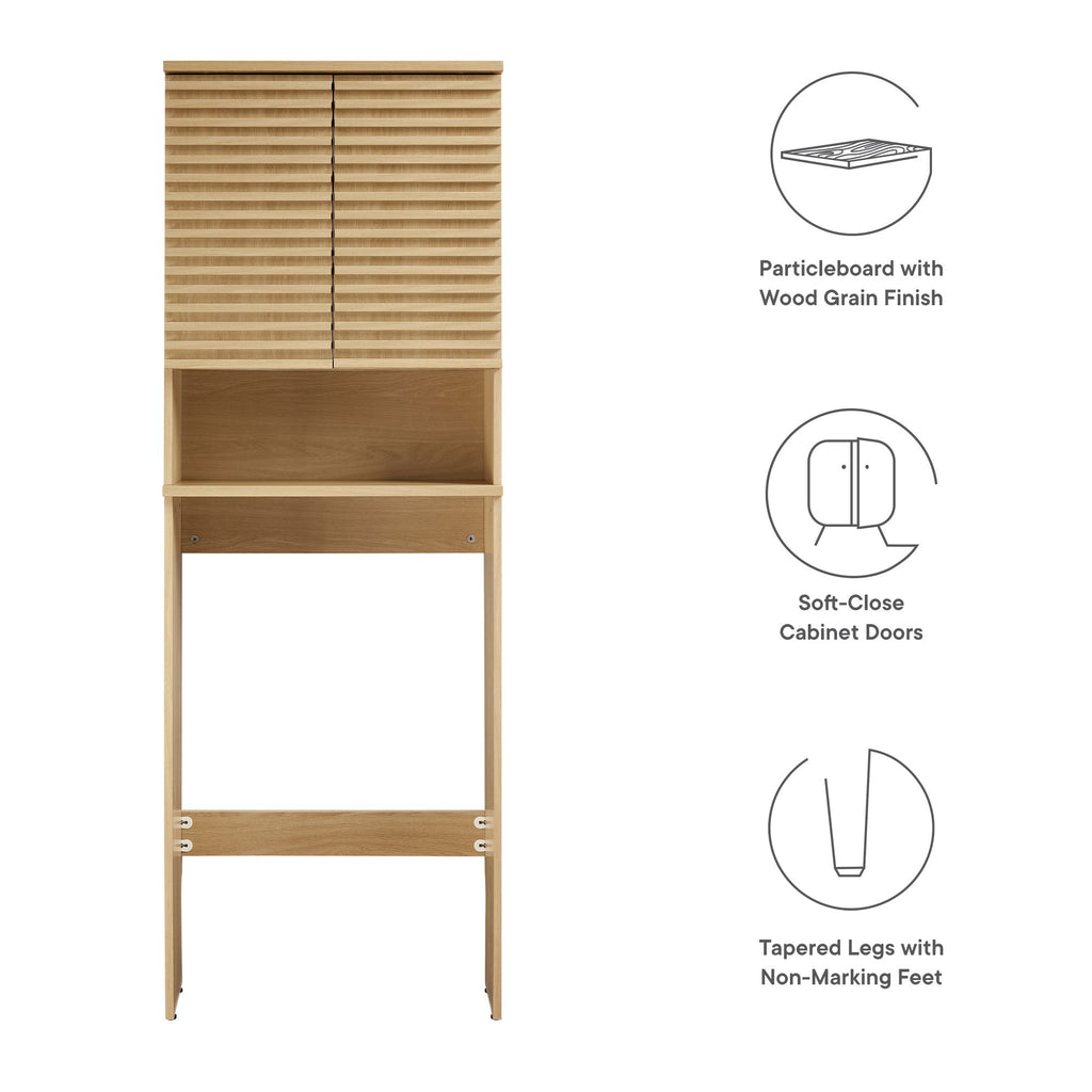 Render Over the Toilet Bathroom Storage Cabinet - Oak