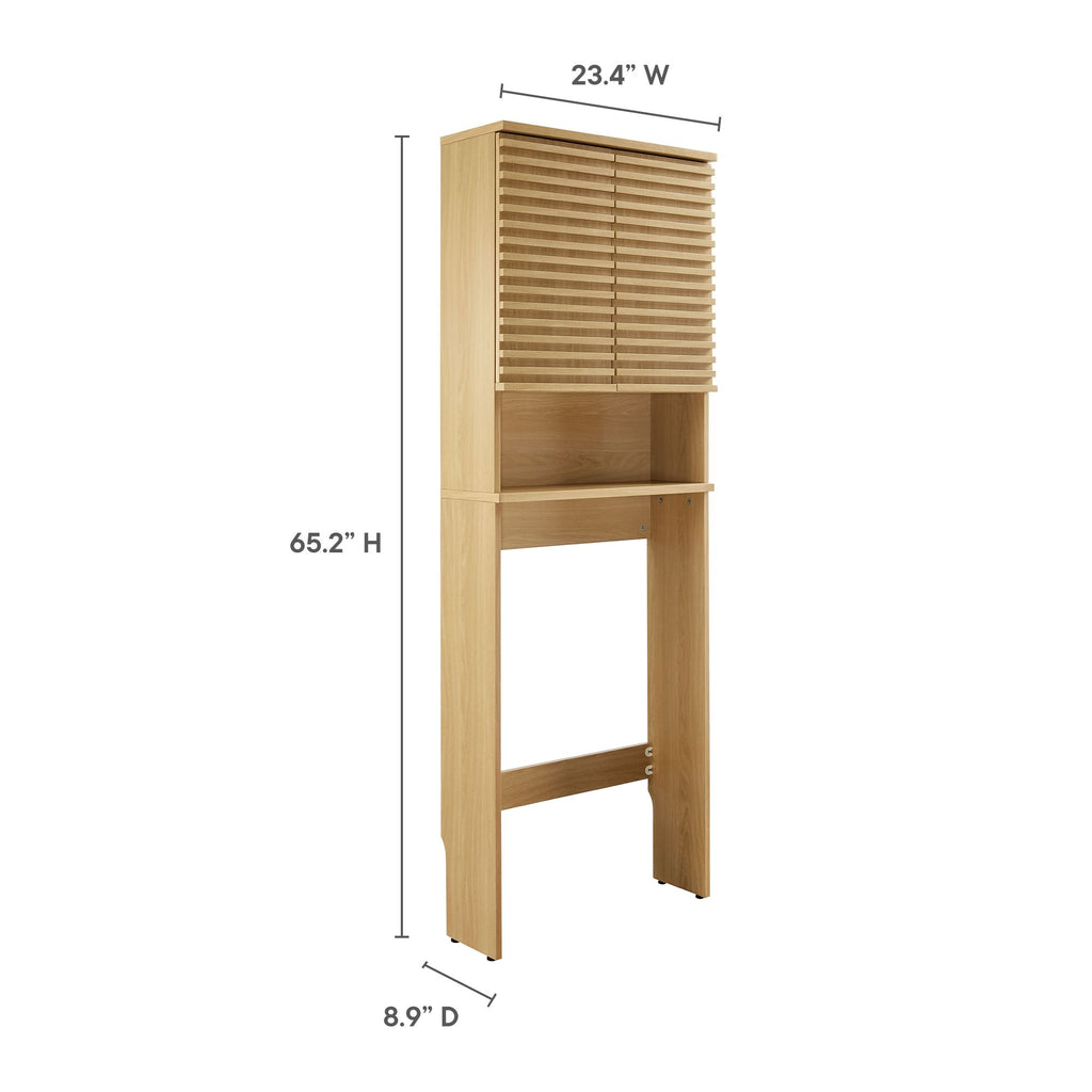 Render Over the Toilet Bathroom Storage Cabinet - Oak