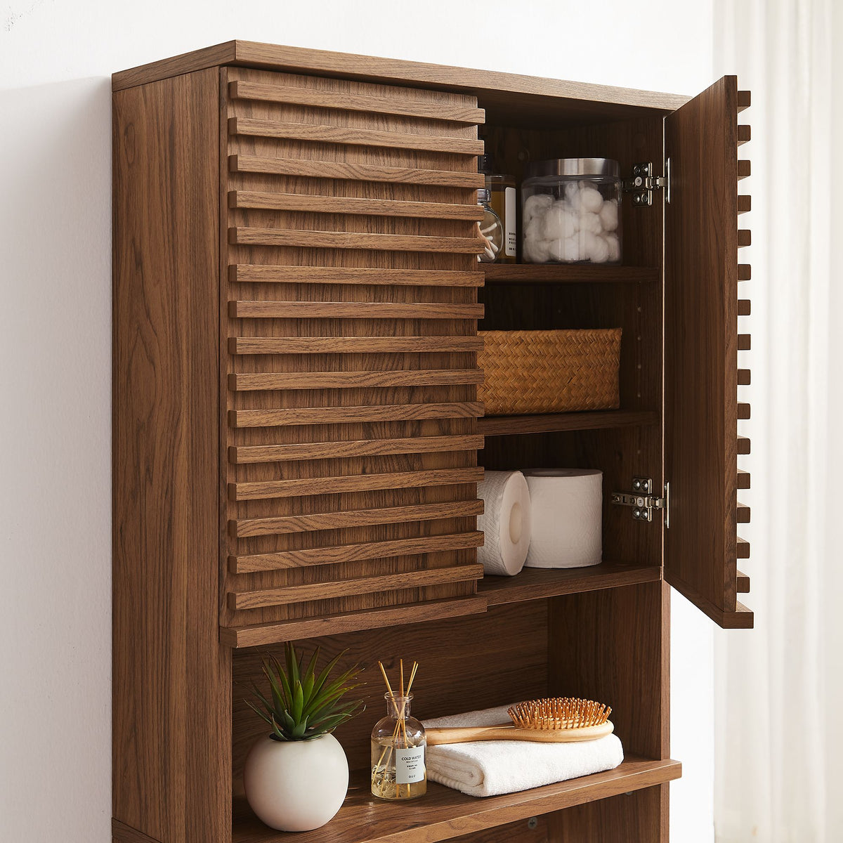 Render Over the Toilet Bathroom Storage Cabinet - Walnut
