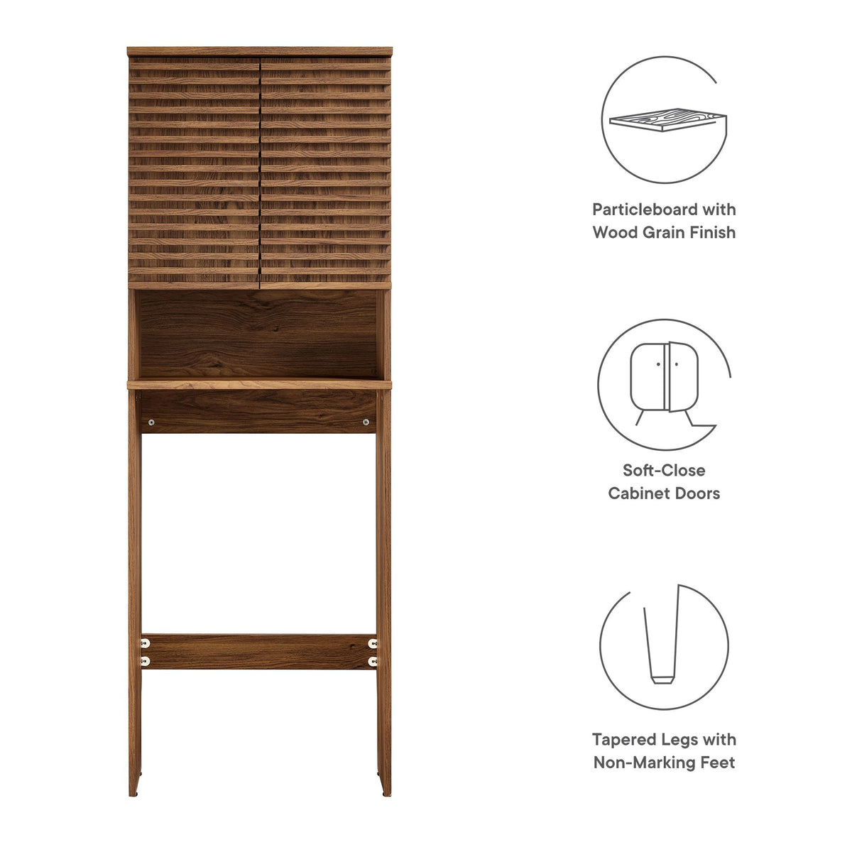 Render Over the Toilet Bathroom Storage Cabinet - Walnut