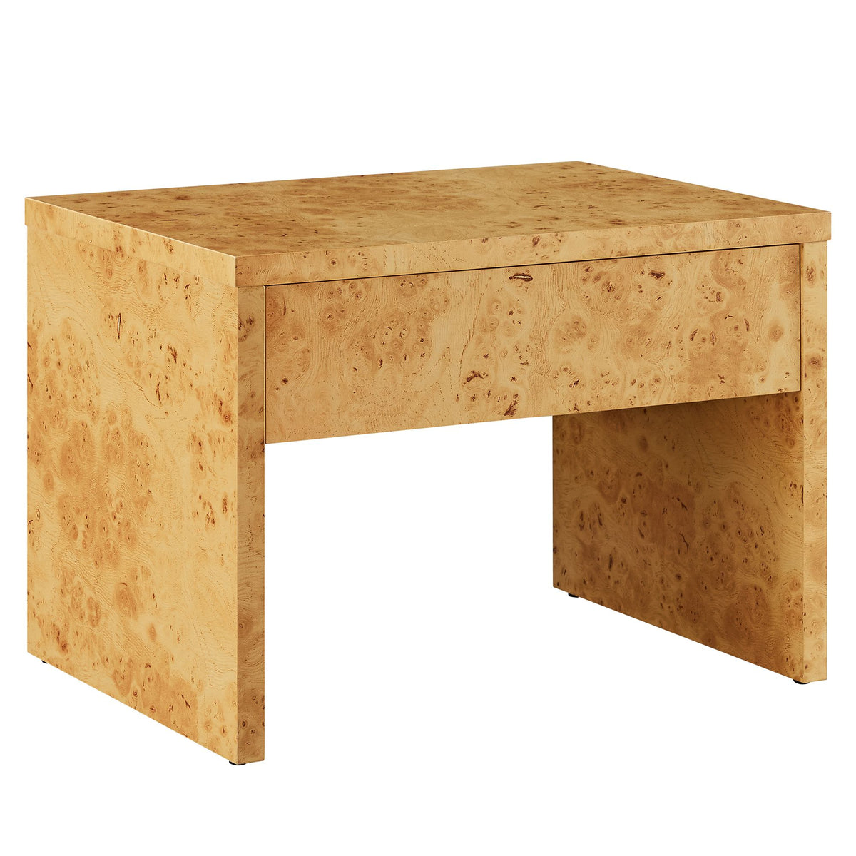 Hudson 1-Drawer Burl Wood Nightstand - Natural