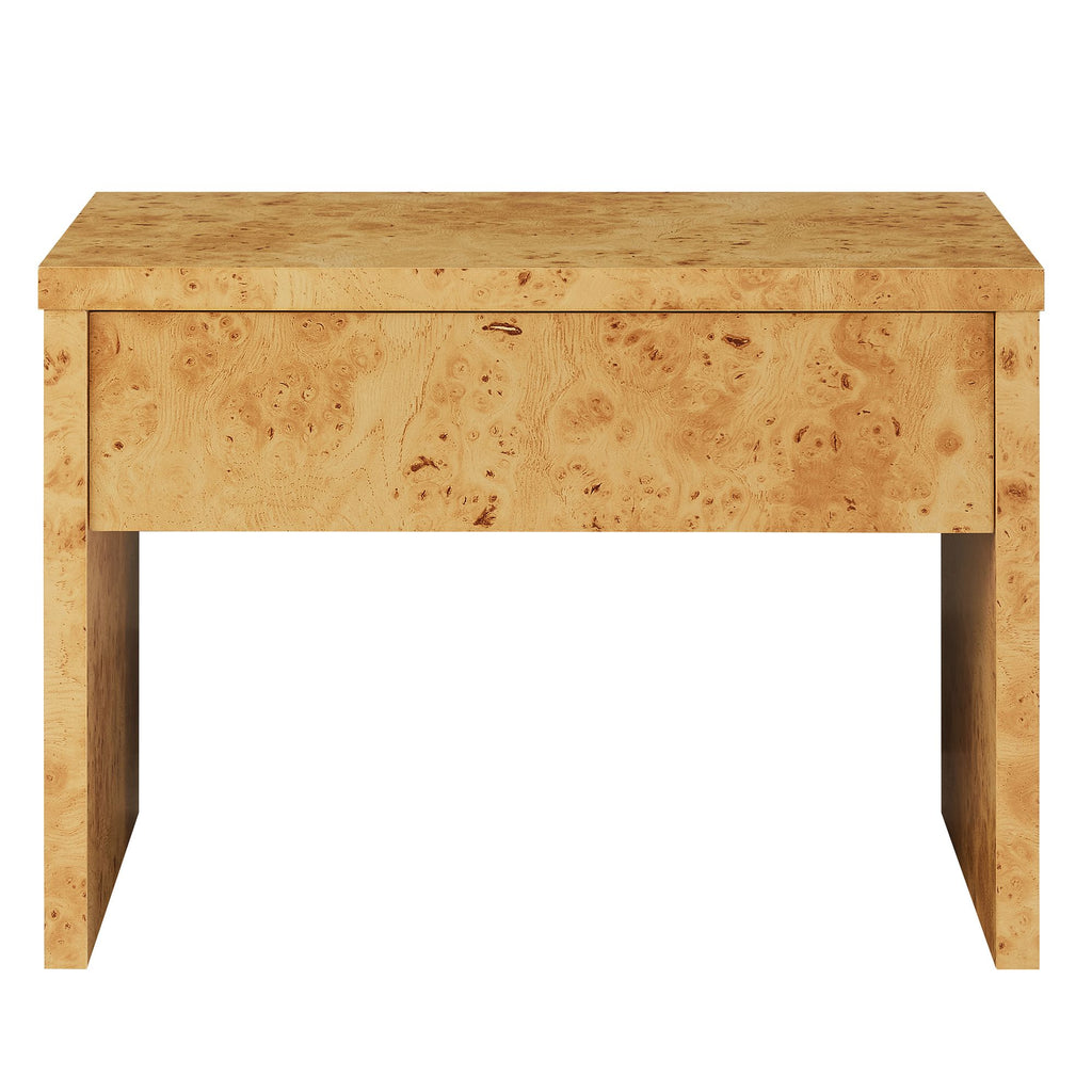 Hudson 1-Drawer Burl Wood Nightstand - Natural