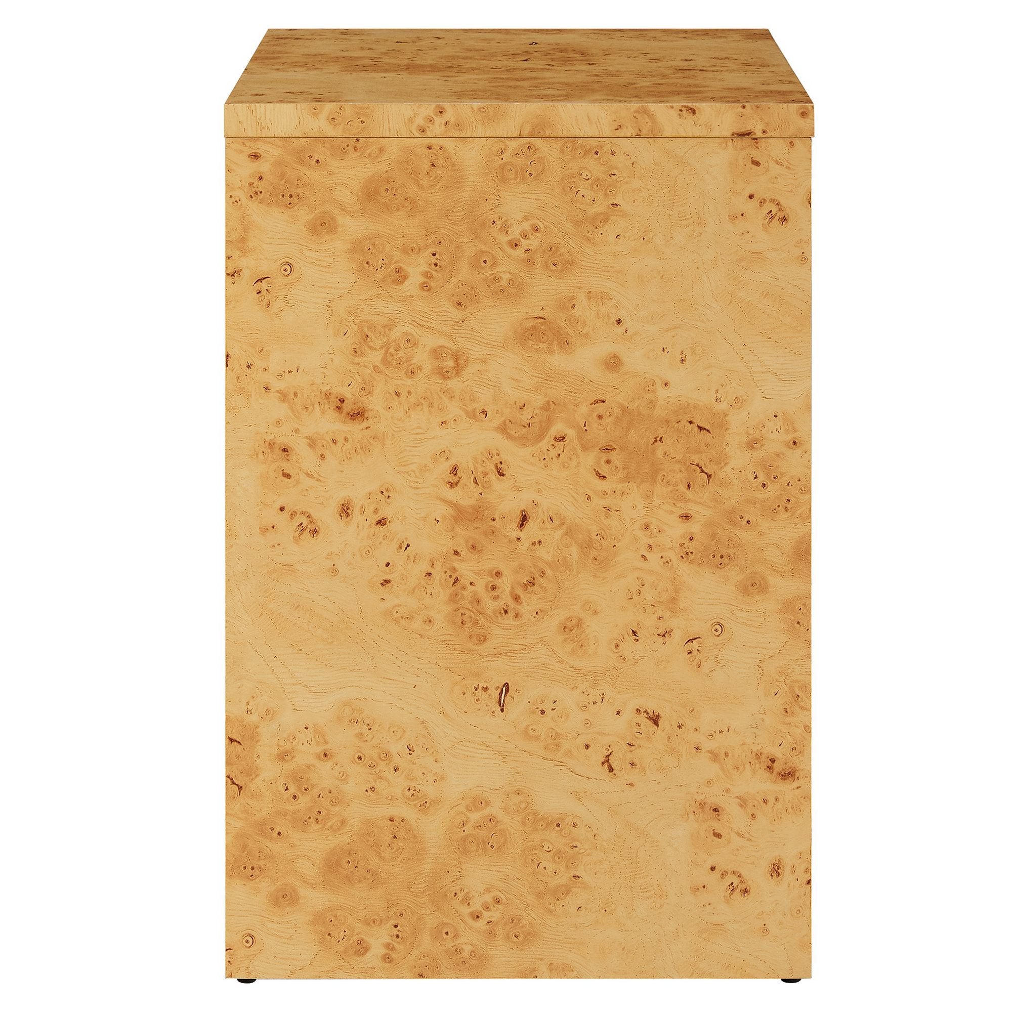 Hudson 1-Drawer Burl Wood Nightstand With Shelf - Natural
