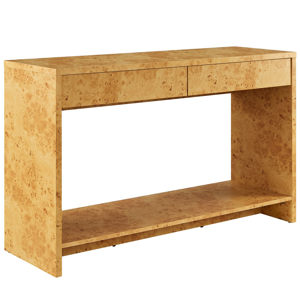 Hudson 2-Drawer Burl Wood Console Table - Natural