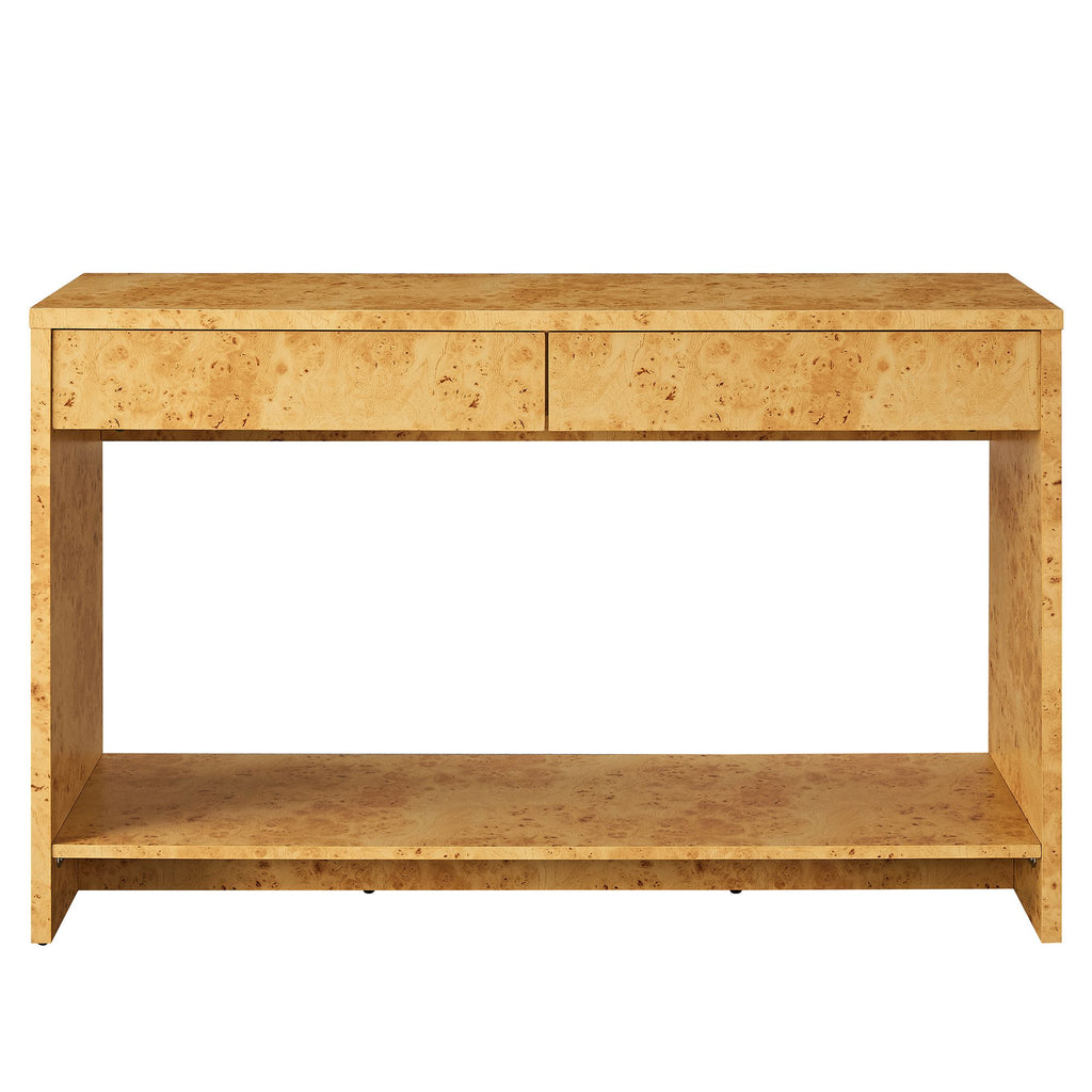 Hudson 2-Drawer Burl Wood Console Table - Natural
