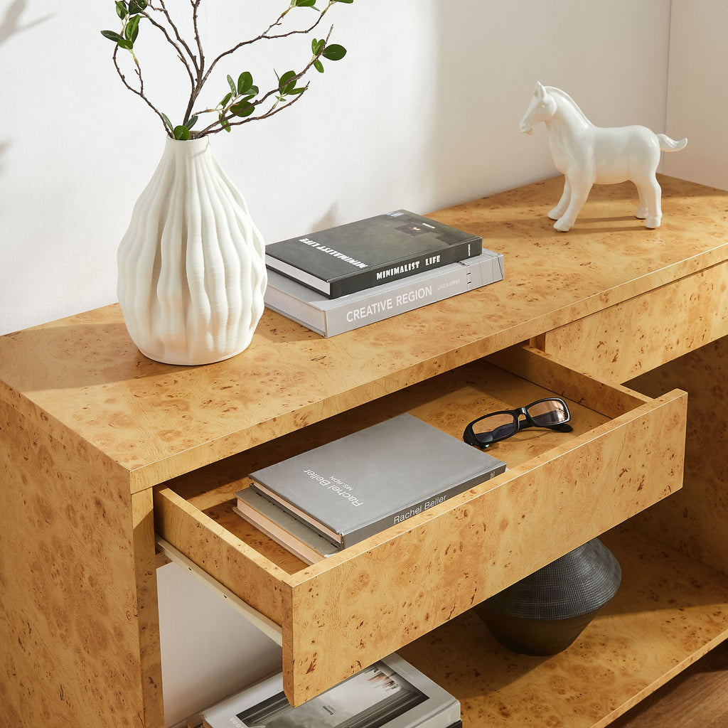 Hudson 2-Drawer Burl Wood Console Table - Natural