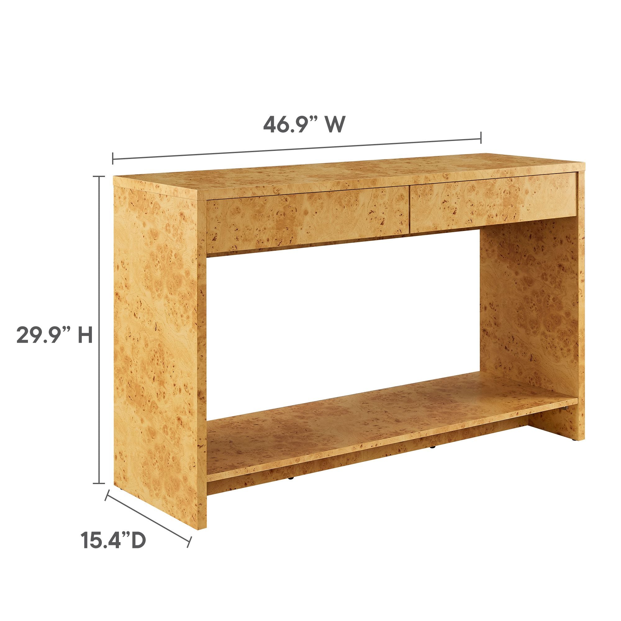 Hudson 2-Drawer Burl Wood Console Table - Natural