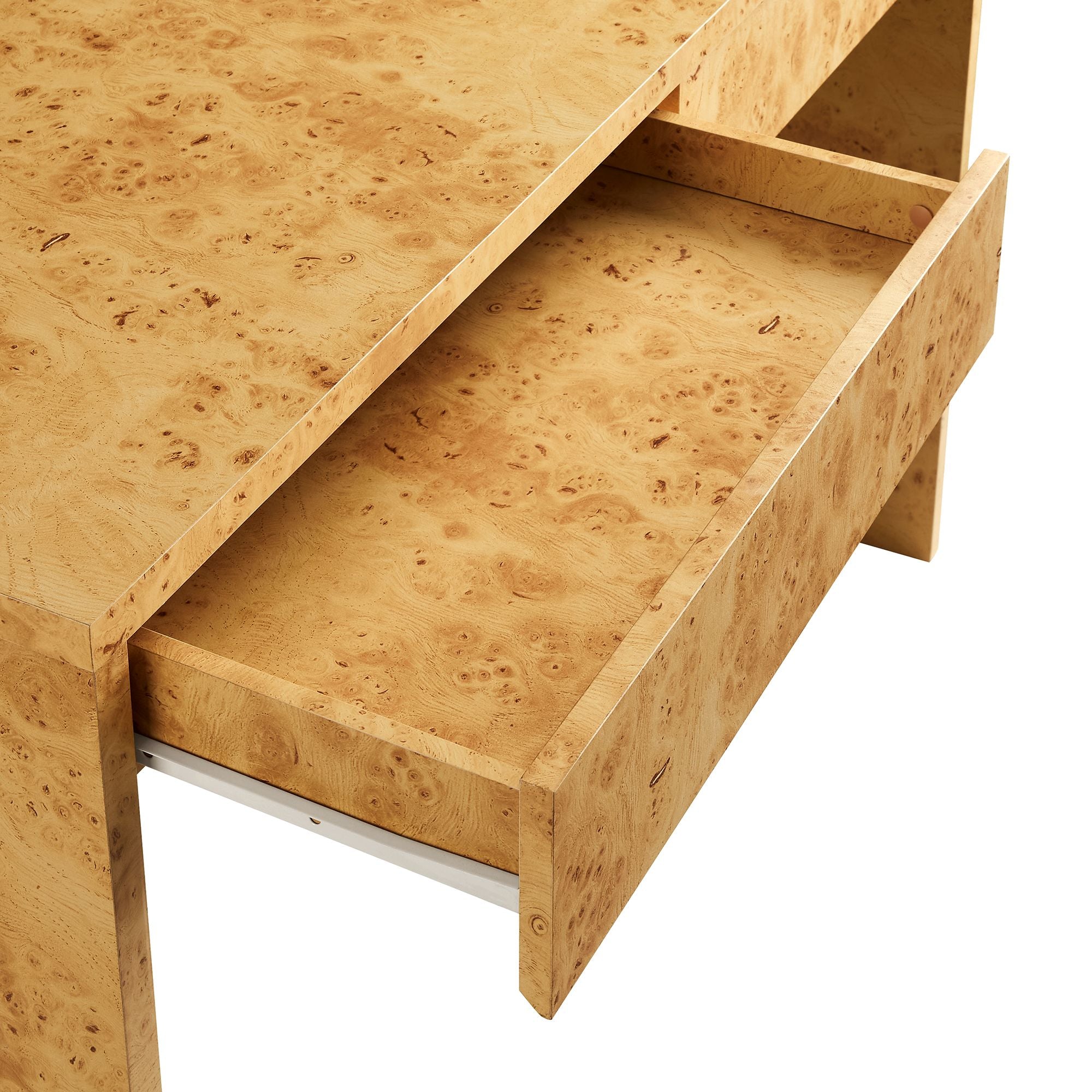 Hudson 2-Drawer Burl Wood Desk - Natural
