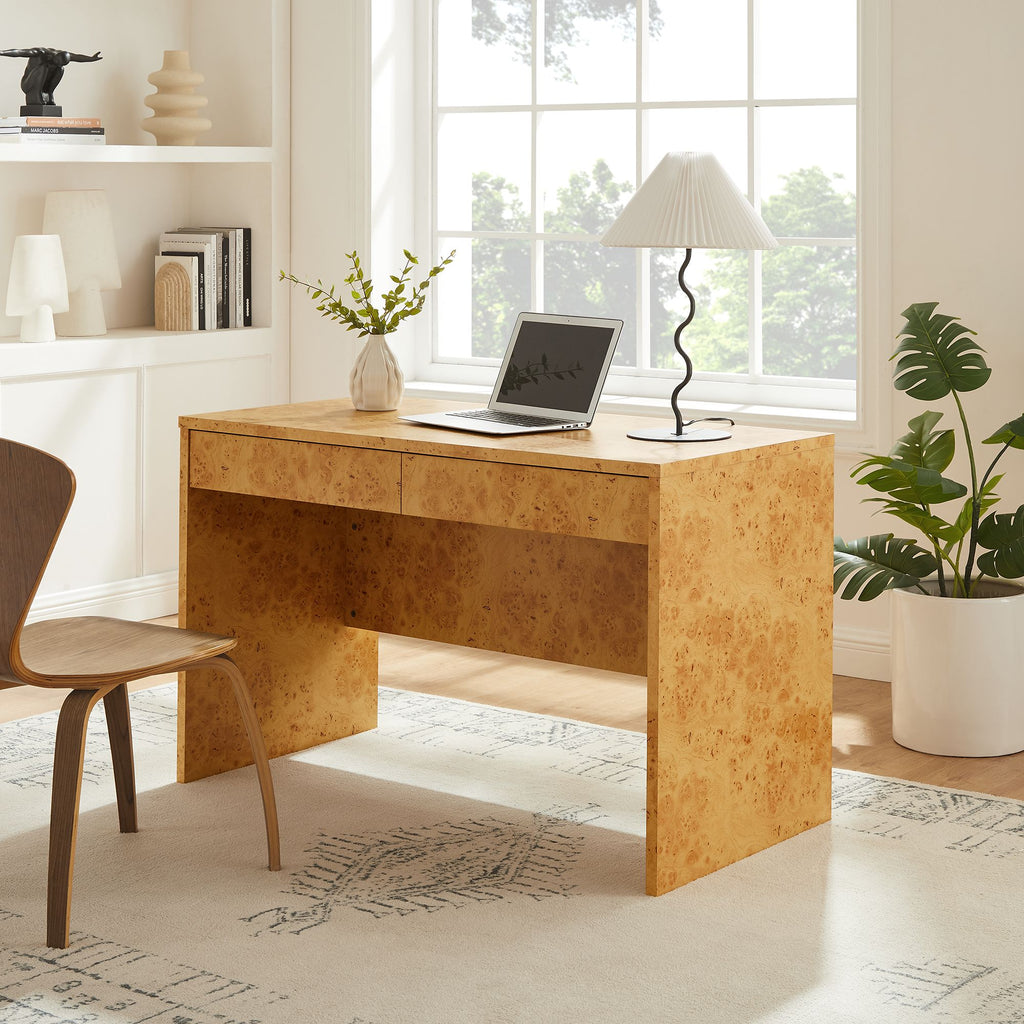 Hudson 2-Drawer Burl Wood Desk - Natural
