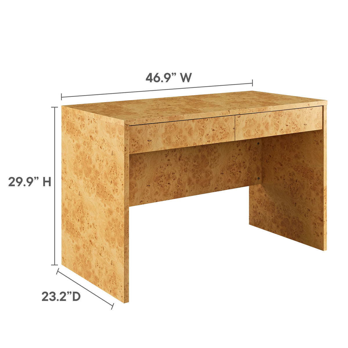 Hudson 2-Drawer Burl Wood Desk - Natural