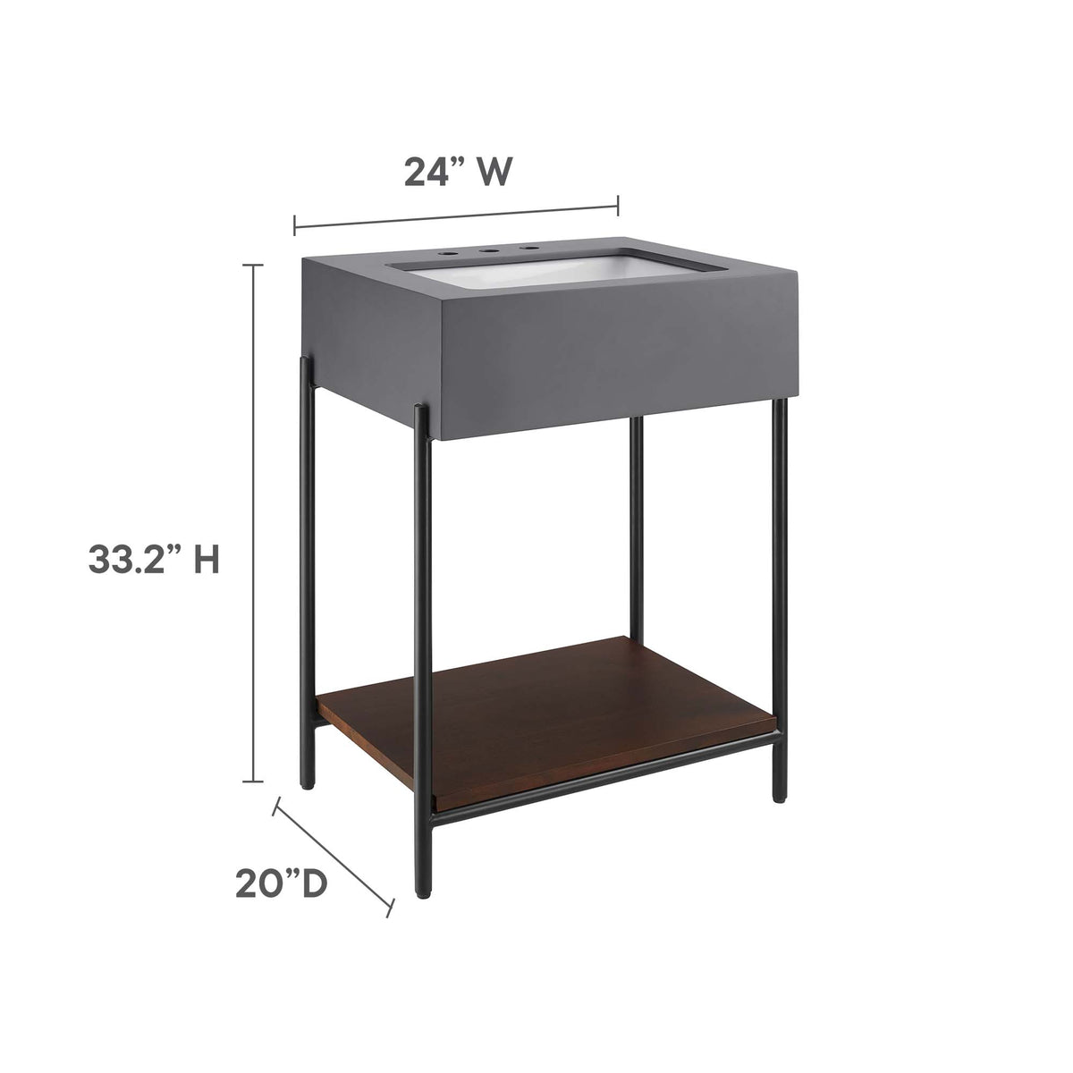 Etch 24" Bathroom Vanity with Sink - Black White