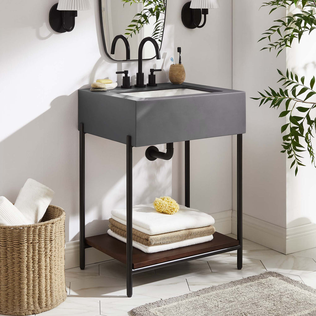 Etch 24" Bathroom Vanity with Sink - Black White