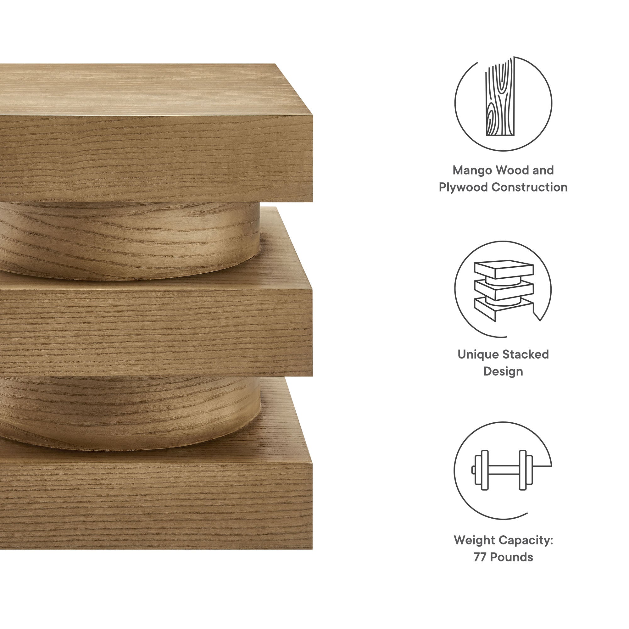 Perpetuate Totem End Table - Caramel Ash