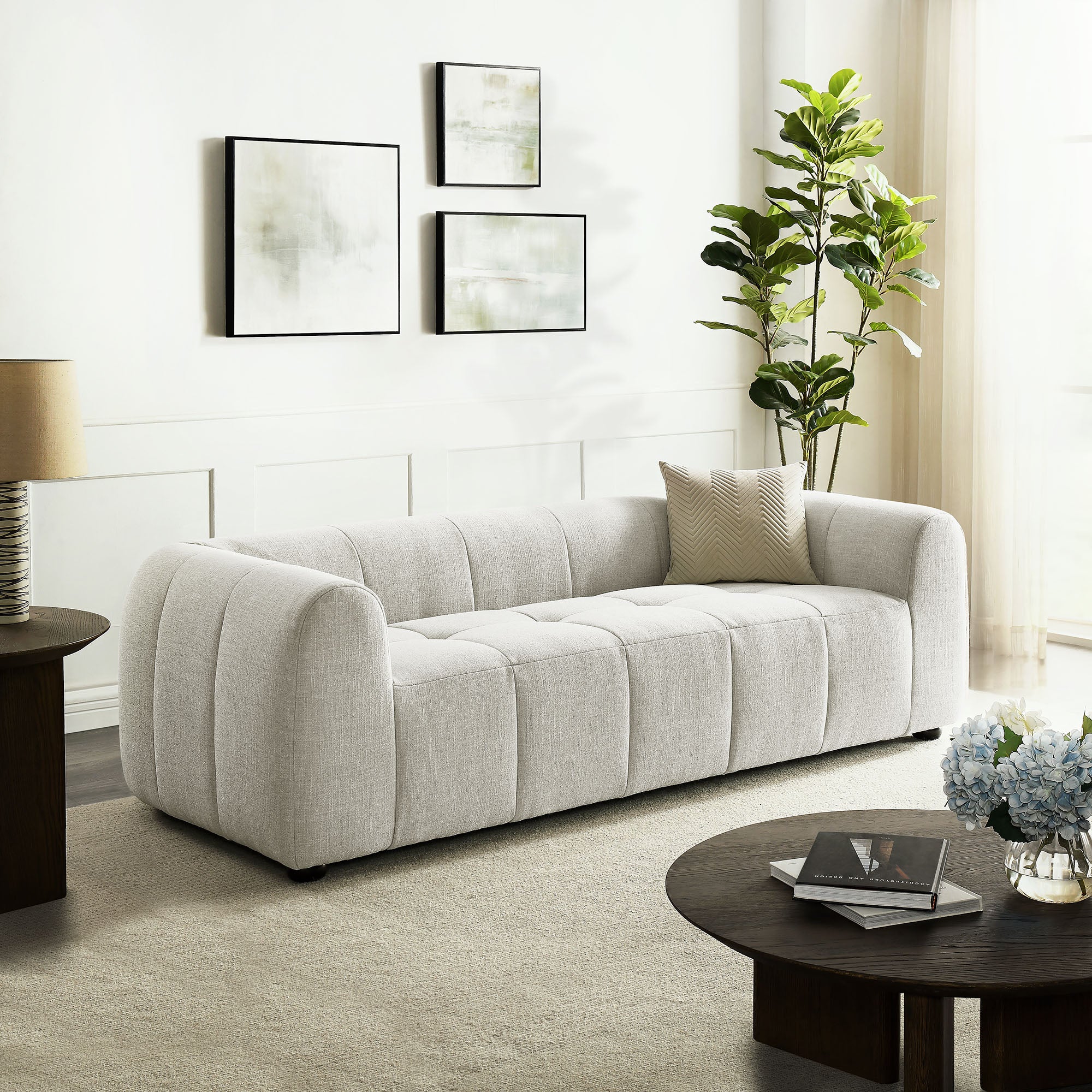 Liana Upholstered Fabric Sofa - Linen