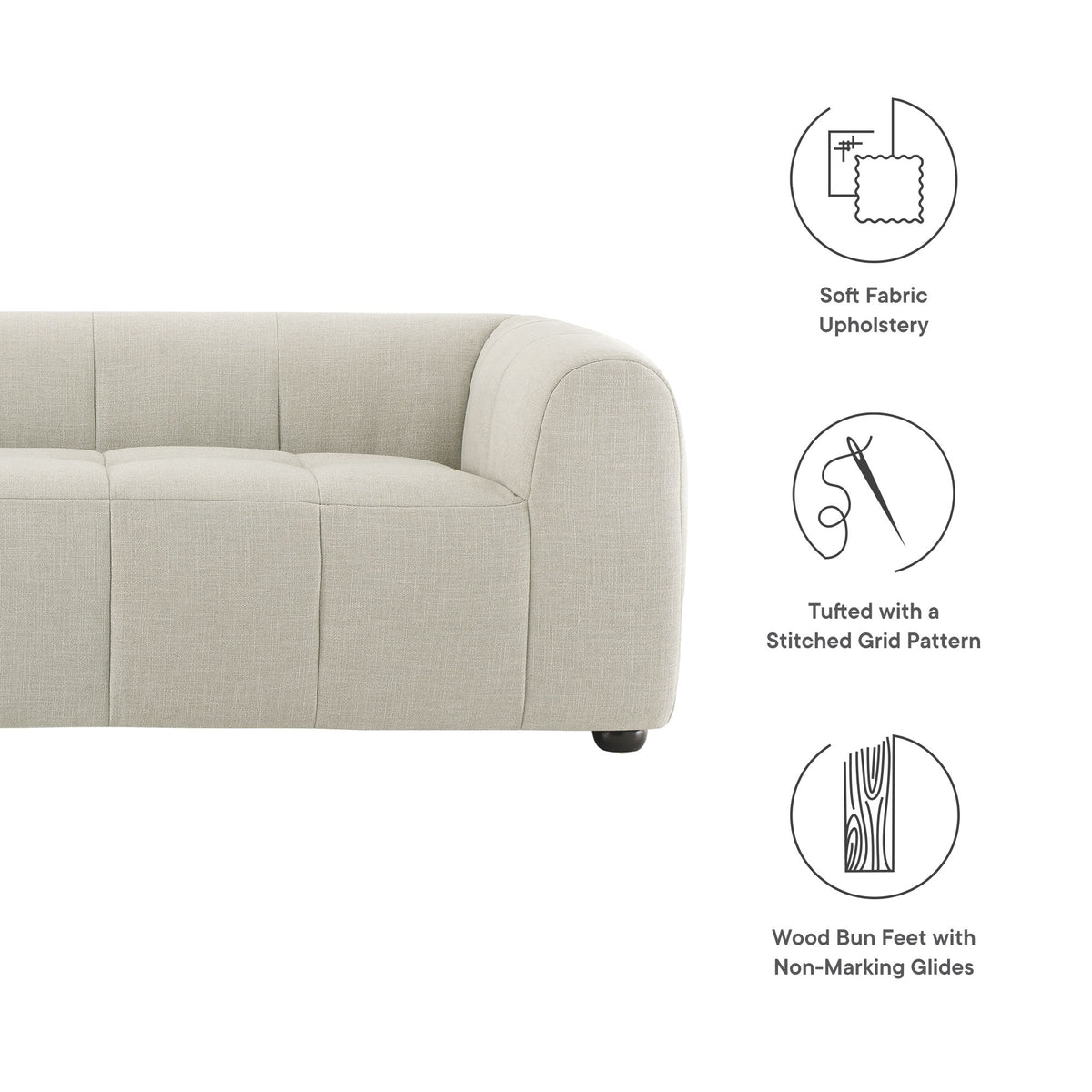 Liana Upholstered Fabric Sofa - Linen