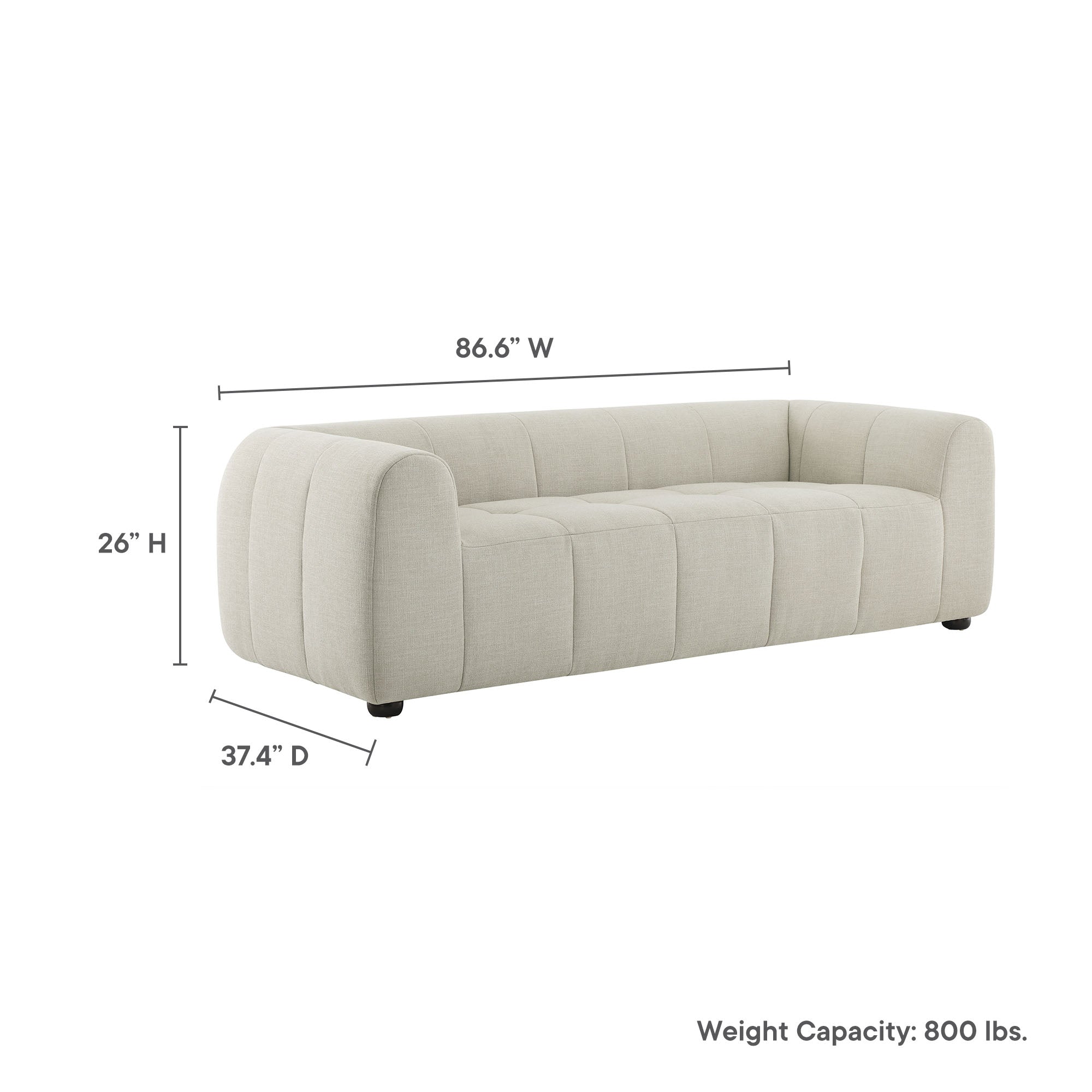 Liana Upholstered Fabric Sofa - Linen