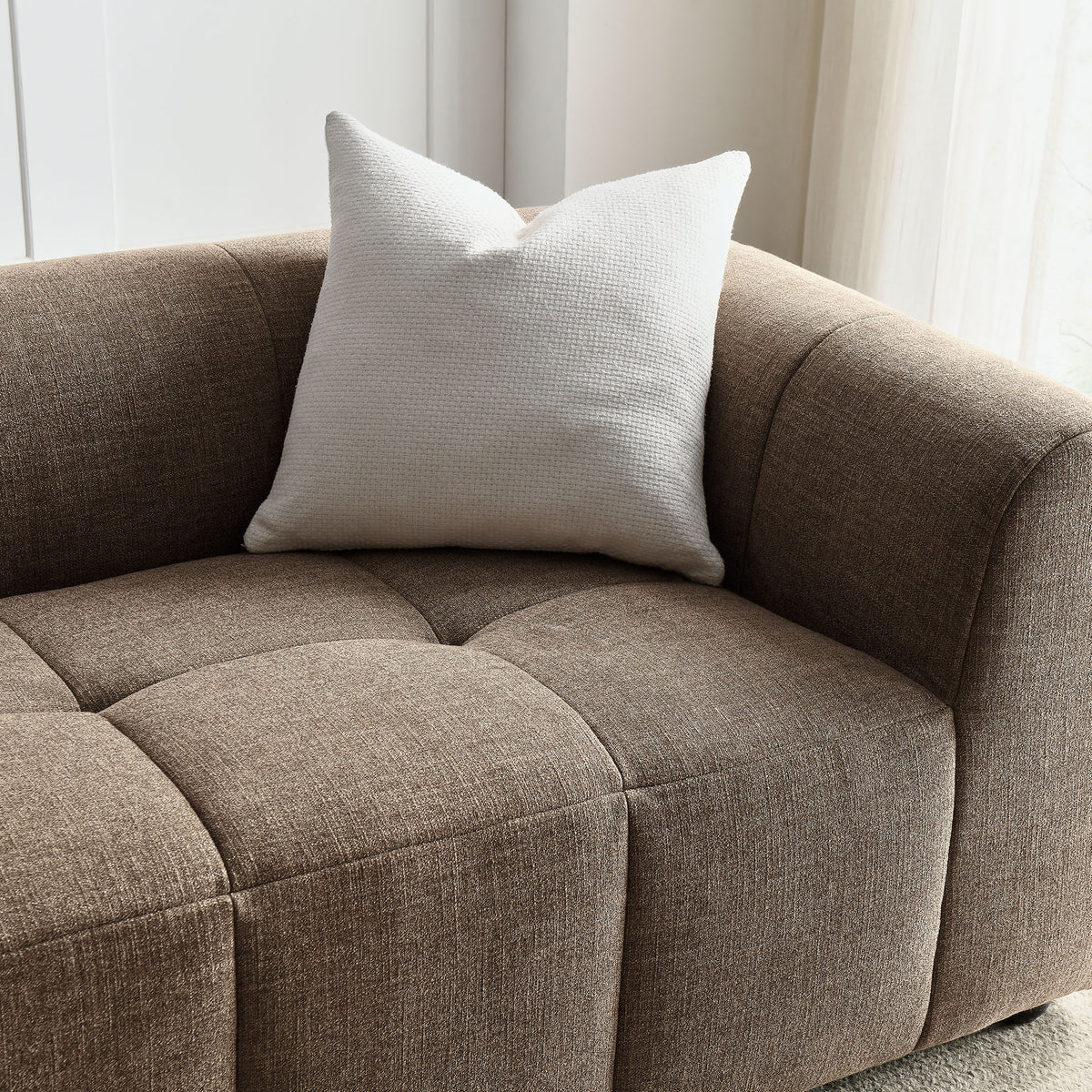 Liana Upholstered Fabric Sofa - Mocha