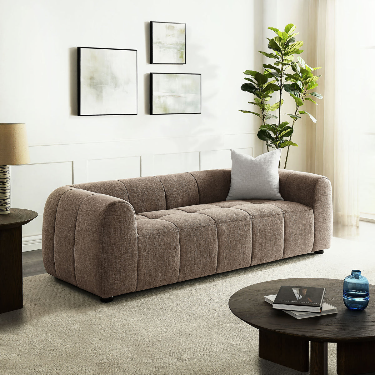 Liana Upholstered Fabric Sofa - Mocha