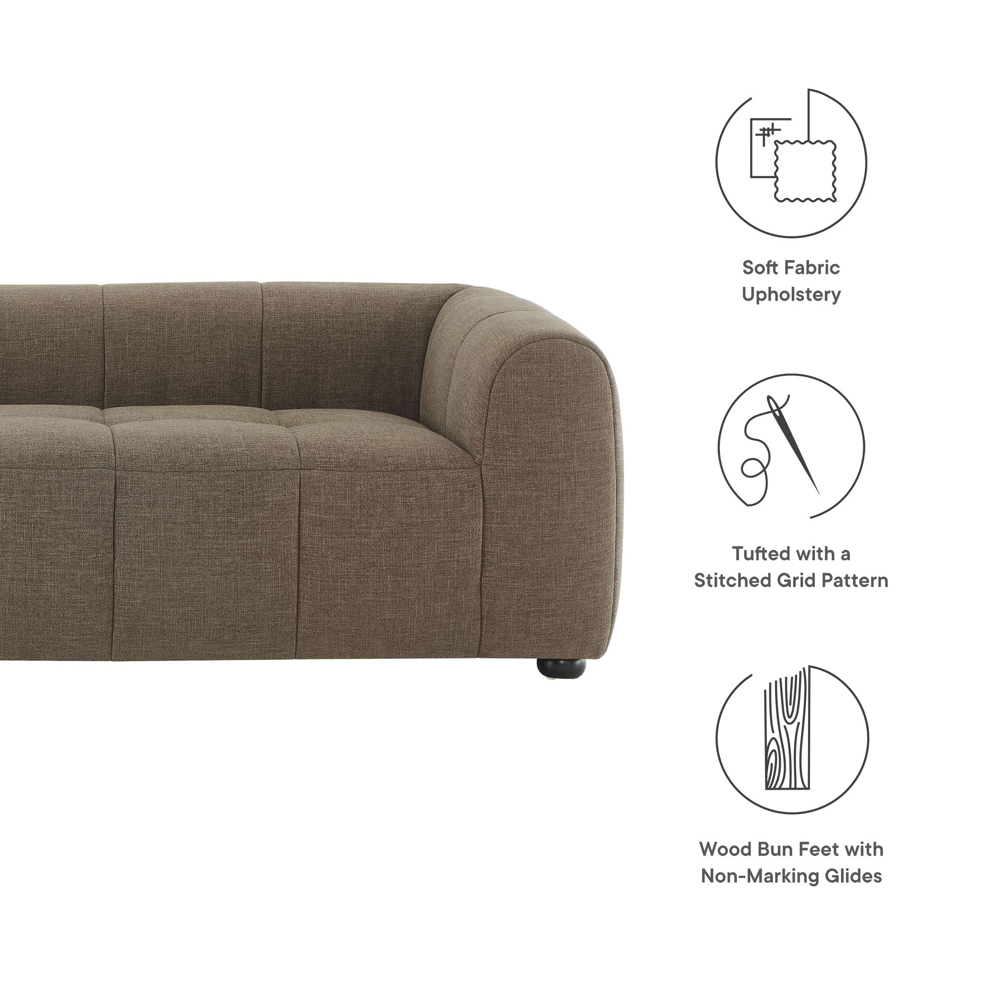 Liana Upholstered Fabric Sofa - Mocha