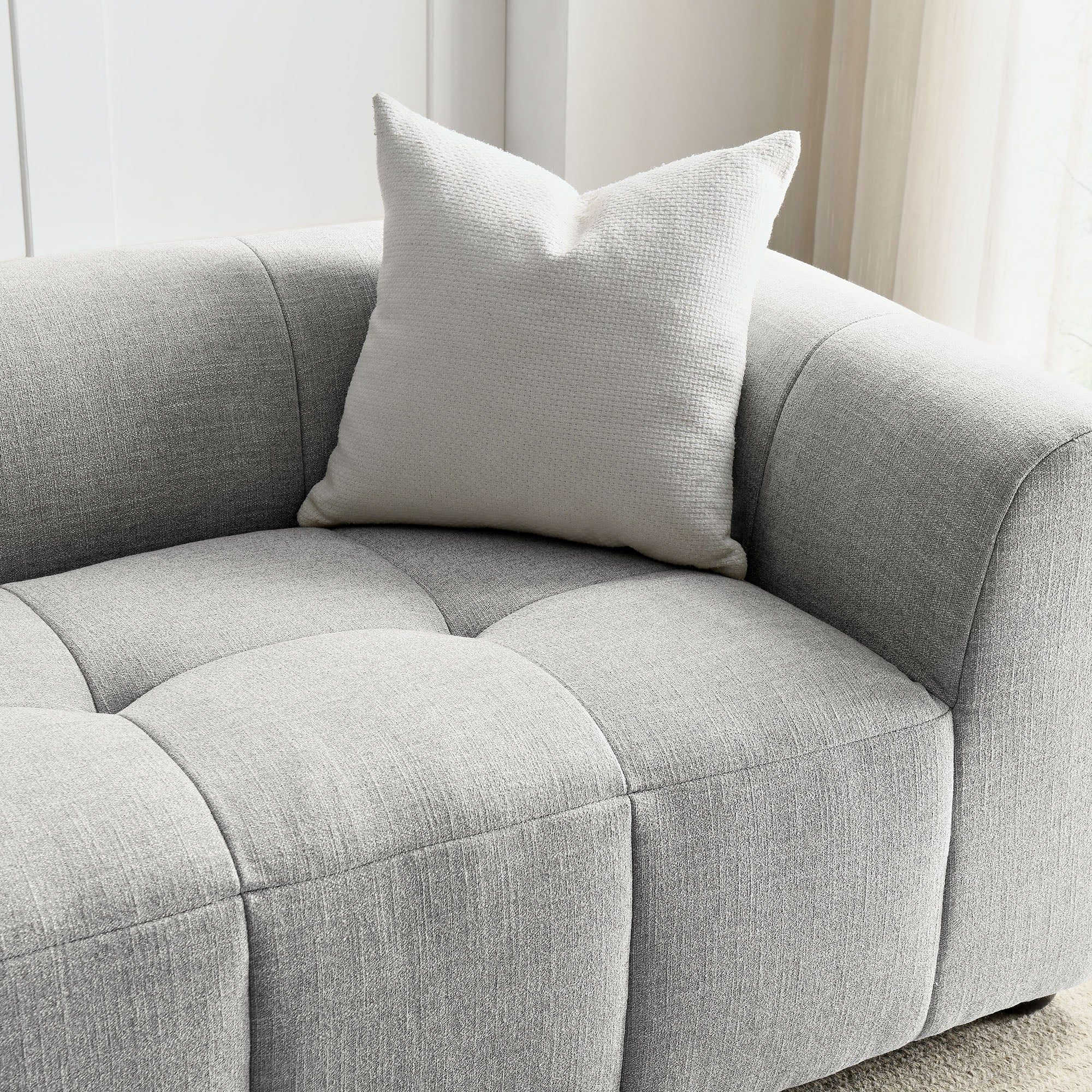Liana Upholstered Fabric Sofa - Pewter