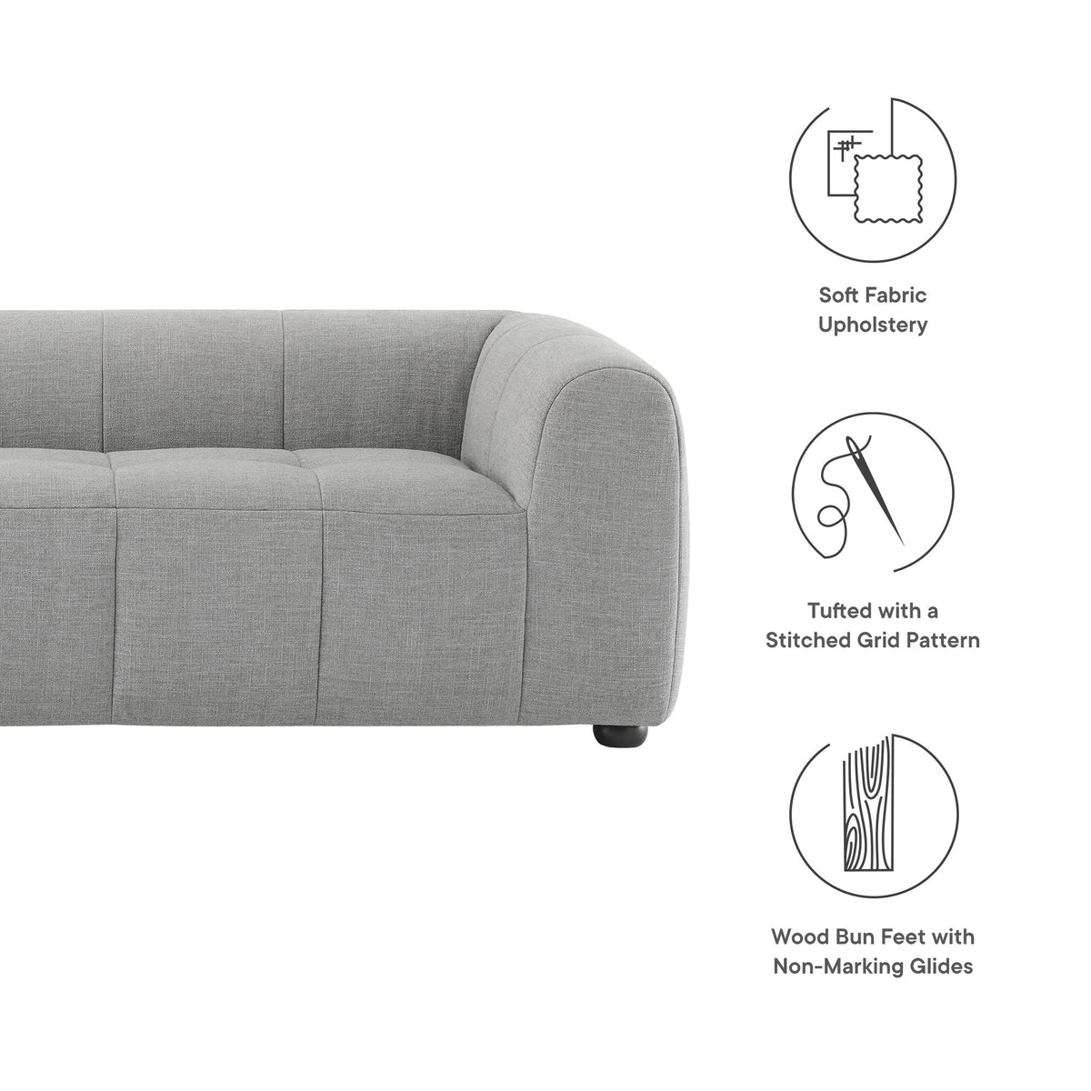 Liana Upholstered Fabric Sofa - Pewter